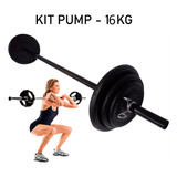 Kit Body Pump Barra E 16kg De Anilha Emborrachada Peso:4x4kg