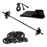 Kit Body Pump C/barra + 30kg De Anilhas + Colchonete + Corda
