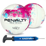 Kit Bola De Vôlei Vp Fun Penalty Oficial Quadra Com Bomba Ar