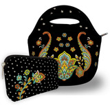 Kit Bolsa Lancheira + Necessaire Isoflex Luxuoso Com Ziper