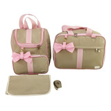 Kit Bolsa Maternidade 3 Peças Luxo Mochila Menina 2 Em 1