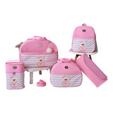 Kit Bolsa Maternidade Chevron Rosa Ursinha