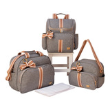 Kit Bolsa Maternidade Mochila Térmica Unissex Cinza/caramelo