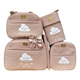 Kit Bolsa Mochila Saída Maternidade Chuva Amor Nude 5 Pçs