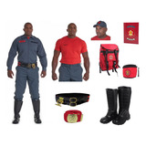 Kit Bombeiro Civil Farda Cintos Camiseta Boné Bota + Itens