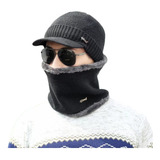 Kit Boné Boina C/ Aba Gorro Gola Cachecol Forrada Lã Inverno