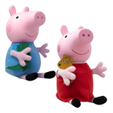 Kit Boneca Peppa Pig E George Original Infantil 32cm Pelúcia