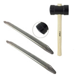 Kit Borracheiro C/ 2 Espátula Chata 40cm + Martelo Borracha