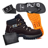 Kit Bota Adventure Couro Carteira Cinto