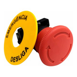 Kit Botão Emergencia 22mm 1nf Gira Destrava + Identificador