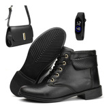 Kit Botas Femininas Country Para Invernos + Bolsa + Relógio