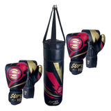 Kit Boxe 2 Luvas Infantil + 1 Saco De Pancada Treino Em Casa