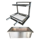 Kit Braseiro 60x50 Inox + Suporte Grill Em L Em Inox 304 - M