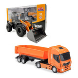 Kit Brinquedo Caminhão Basculante + Pá Carregadeira Case