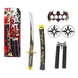 Kit Brinquedo Samurai Espada Com5 Acessórios Ninja Infantil