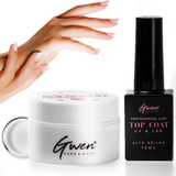 Kit Builder Gel Construtor Unhas + Top Coat Uv Led Brilho