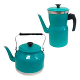 Kit Bule Com Chaleira Grande Chá Café Leite Em Alumínio