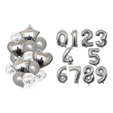 Kit Buque Balões Metalizados E Látex C/14 + 2 Números 70cm