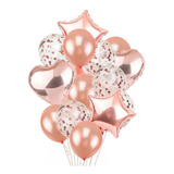 Kit Buque Baloes Rose Gold Metalizado C/14 Balão Arranjfesta