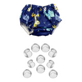 Kit C/ 1 Fralda Bebê Piscina Natação M + 10 Protetores Quina