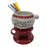 Kit C/ 2 Jogo Fondue Cerâmica 6pc 14x12x12cm