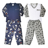 Kit C/ 2 Pijama Infantil Inverno Frio Menino Crianç 201291-2