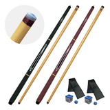 Kit C/ 2 Tacos De Sinuca Profissional Cruz De Malta / Bilhar Cor Preto E Vinho Peso 500 G