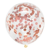 Kit C/ 20 Balão Bexiga Cristal C/ Confete Arranjo Festa Cor Rose Gold