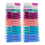 Kit C/ 24 Prendedores De Roupa Em Slim Plástico P/ Varal