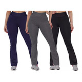 Kit C/ 3 Calça Legging Feminina Cintura Alta Bailarina Flare