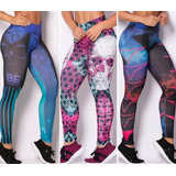 Kit C/ 3 Calça Legging Suplex Estampada