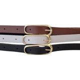 Kit C/ 3 Cintos Feminino Em Couro Ecologico Fivela Dourada 