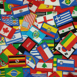 Kit C/ 3 Mini Bandeira Bordada Brasil E Países 3x4,5cm Patch