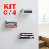 Kit C/ 4 Prateleira Invisivel Para Livros Suporte Metal