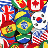 Kit C/ 5 Mini Bandeira Redonda Países 4x4cm Patch Bordado