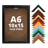 Kit C/ 5 Porta Retrato A6 10x15 C/ Vidro Excelente Qualidade Cor Preto