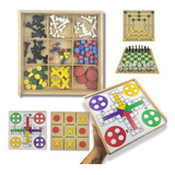 Kit C/ 5 Un - Jogo Tabuleiro 5 Em 1 - Ludo Xadrez E Mais