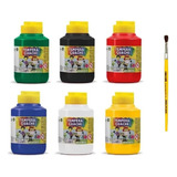Kit C/ 6 Tintas Guache 250ml Acrilex Cores Sortida + Brinde