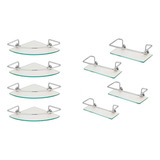 Kit C/ 8 Porta Shampoo Preteleira De Vidro 4 Reto 4 De Canto