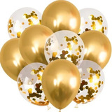Kit C/10 Balão Bexiga Dourado Cristal