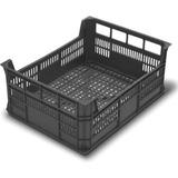 Kit C/10 Caixa Empilhável Vazada Plástica Reforça Preta 20l