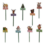 Kit C/10 Placas De Natal Enfeite Jardim Mini Mdf Sortidas