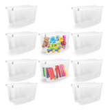 Kit C/10un Organizador Alto Com Rodízio 78l