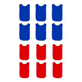 Kit C/12 Coletes De Futebol Treino Jogo: 6 Azul + 6 Vermelho