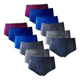 Kit C/12 Cuecas Slip Modelo Zorba Lisas Básicas Variadas
