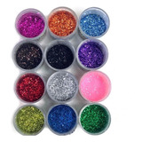 Kit C/12 Glitter Purpurina Colorido Em