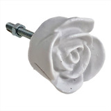 Kit C/12 Puxador Resina Gaveta Flor Rosa Botão Branco 3,5 Cm