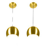 Kit C/2 Lustre Pendente Metal Dourado /br Lumi Life 15/ E27