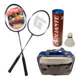 Kit C/2 Raquetes Badminton Dhs 6 Petecas E Rede Profissional