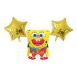 Kit C/3 Balões Bob Esponja Corpo Mede 50 Cm, Estrela Mede 45